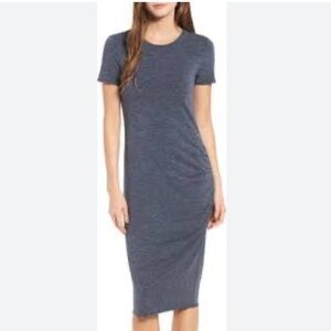 TREASURE & BOND NWT Blue Gathered Ruched T Shirt Dress Modal Jersey XS